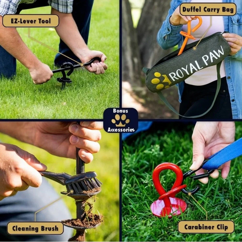 ROYAL-PAW Dog Tie Out Stake - for Large Dogs up to 210 Lbs Heavy Duty Dog Stak